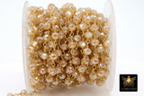 Creamy Beige Chain, 6 mm Chains for Jewelry CH# 414, Gold Wire Wrapped