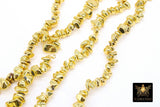 Gold Hematite Beads, Shimmery Polished Nugget Chip Non Magnetic Beads BS #196, sizes 4~ 11 mm 13.8 inch Strands