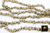 Gold Hematite Beads, Shimmery Polished Nugget Chip Non Magnetic Beads BS #201, sizes 4~ 11 mm 15.0 inch Strands