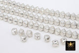 Brushed Silver Faceted Cube Beads, Nugget Metal Beads #3054, Hexagon Lightweight 6 mm or 8 mm Spacers