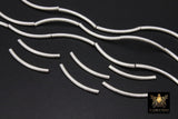 Silver Tube Spacer Beads, 10- 160 pcs Hollow Curved Brushed Silver Metal Bead # 3142, 3 x 40 mm Findings - 10 Pieces