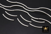 Silver Tube Spacer Beads, 10- 160 pcs Hollow Curved Brushed Silver Metal Bead # 3142, 3 x 40 mm Findings