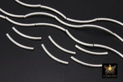 Silver Tube Spacer Beads, 10- 160 pcs Hollow Curved Brushed Silver Metal Bead # 3142, 3 x 40 mm Findings