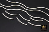 Silver Tube Spacer Beads, 10- 160 pcs Hollow Curved Brushed Silver Metal Bead # 3142, 3 x 40 mm Findings