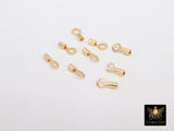 14 K Gold Filled Crimp End Caps, Gold Dainty Chain Necklace Crimps #2805, 3 mm Ring and 1.0 mm ID Tube Hole