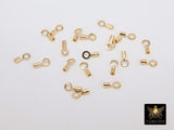 14 K Gold Filled Crimp End Caps, Gold Dainty Chain Necklace Crimps # 2805, 3 mm Ring and 1.0 mm ID Tube Hole