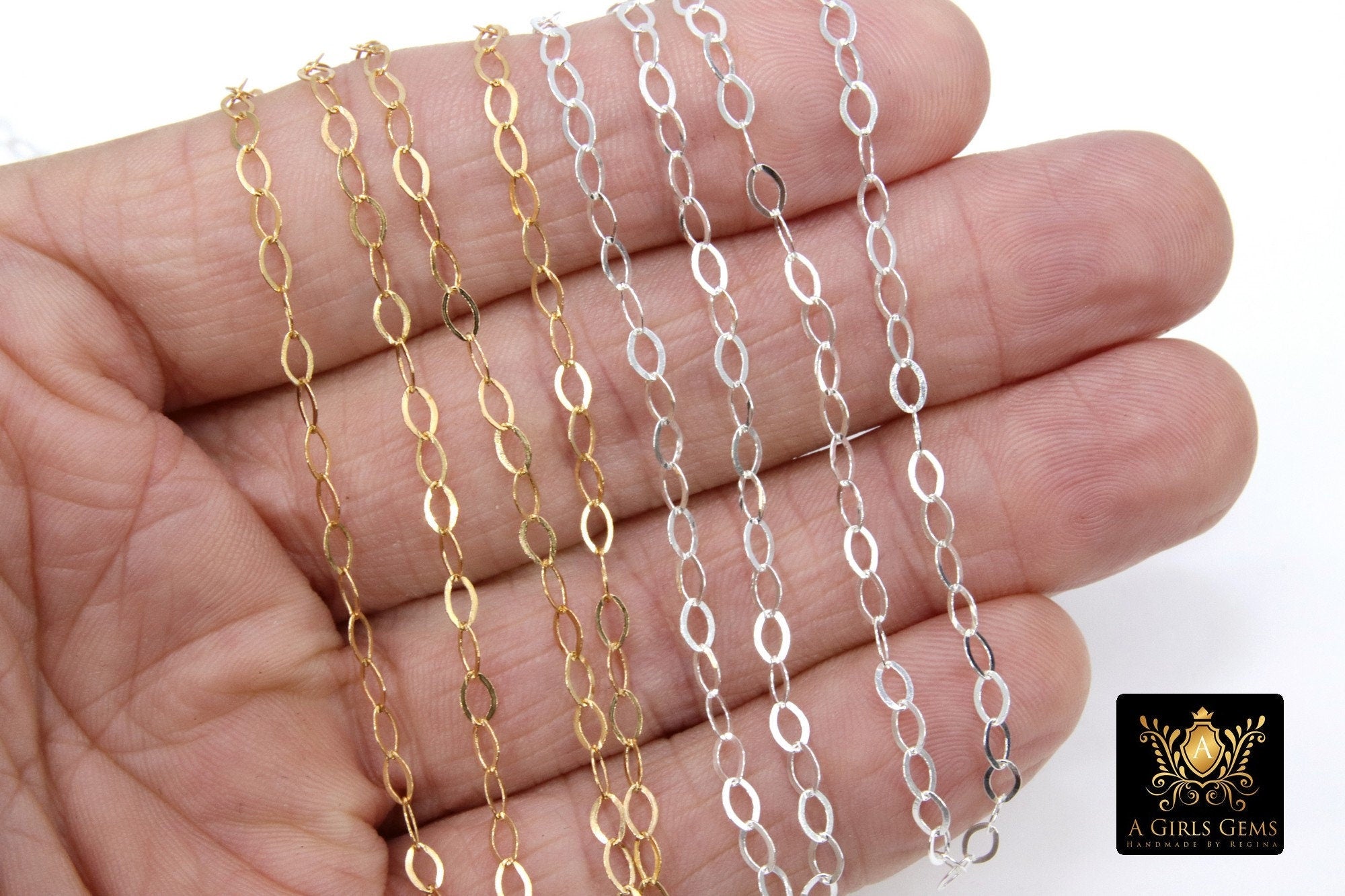 925 Sterling Silver Hammered Chains, 4.7 mm Flat Cable Chain CH# 927, Unfinished Extender Jewelry Chain