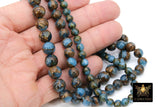 Aqua and Gold Beads, Smooth Chalcedony Beads BS #185, Faux Clinquant Stone Jewelry Beads sizes 6 mm 8 mm 10 mm 15.75 inch Strands
