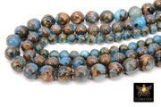 Aqua and Gold Beads, Smooth Chalcedony Beads BS #185, Faux Clinquant Stone Jewelry Beads sizes 6 mm 8 mm 10 mm 15.75 inch Strands