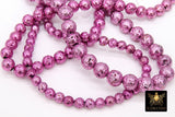 Pink Plated Lava Rock Beads, Metallic Textured Mardi Gras Beads BS #183, Breast Cancer Awareness sizes 6 mm 8 mm 10 mm in 15.4 inch Strands