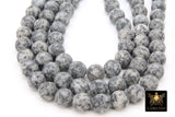 Natural Light Gray Kiwi Beads, Frosted Sesame Round Grey BS #189, White Spot Beads