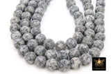 Natural Light Gray Kiwi Beads, Frosted Sesame Round Grey BS# 189, White Spot Beads
