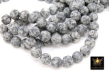 Natural Light Gray Kiwi Beads, Frosted Sesame Round Grey BS #189, White Spot Beads