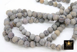 Frosted Dendritic Jasper Beads, Smooth Round Matte Gray to Creamy Beige Stone Beads BS #195, High Quality 8 mm 15.3 inch Strands