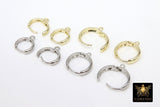 Smooth Lever back Round Ear Ring Hoops, 12 mm 15 mm Huggie Tube # 2605, 3 mm Thick High Quality Gold