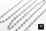 Genuine Cubic Zircon Chains, Gold Evil Eye Shaped Bezel Chains CH #570, 4 mm CZ Textured Connectors Links