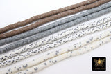 6 mm Clay Flat Beads, White Heishi Multi Mix Brown Beads in Polymer Disc CB #164, Gray Rondelle Checker Beads