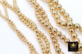 Gold Round Hematite Beads, Shimmery Smooth Polished 14 k Light Gold Color Non Magnetic Beads BS #93, sizes 4