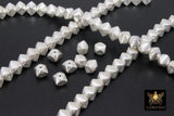 Brushed Silver Faceted Cube Beads, Nugget Metal Beads #3054, Hexagon Lightweight 6 mm or 8 mm Spacers