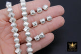 Brushed Silver Faceted Cube Beads, Nugget Metal Beads # 3054, Hexagon Lightweight 6 mm or 8 mm Spacers