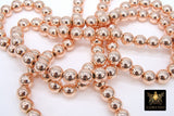 Rose Gold Round Hematite Beads, Smooth Polished Rose Gold Color Non Magnetic Beads BS #208, sizes 10 mm 14 inch Strands