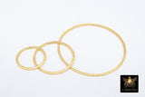 Brushed Gold Washer Charms, Gold Round O Connector Closed Ring Hoop Charms #794, Sizes 15 - 60 mm