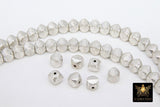 Brushed Silver Faceted Cube Beads, Nugget Metal Beads # 3054, Hexagon Lightweight 6 mm or 8 mm Spacers