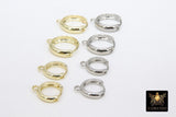 Smooth Lever back Round Ear Ring Hoops, 12 mm 15 mm Huggie Tube #2605, 3 mm Thick High Quality Gold