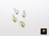 925 Silver Tiny Heart Charms, 9 mm Gold Over 925 Silver Puff Heart Charms # 2039, Love Gifts for Mom