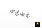 CZ Heart Charms, 10 mm Oxidized Sterling 925 Silver Heart Charms, AG 165