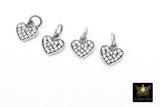 CZ Heart Charms, 10 mm Oxidized Sterling 925 Silver Heart Charms, AG 165