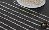 925 Sterling Silver Figaro Chains, Unfinished By The Foot CH# 842, 1.5 mm 14 K Gold Filled Long and Short CH# 742