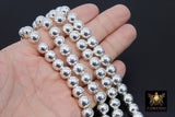 Silver Round Hematite Beads, Shimmery Smooth Polished Non Magnetic Beads BS #207, sizes 10 mm 15.4 inch Strands