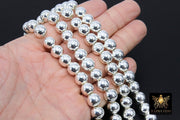 Silver Round Hematite Beads, Shimmery Smooth Polished Non Magnetic Beads BS #207, sizes 10 mm 15.4 inch Strands