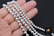 Silver Round Hematite Beads, Shimmery Smooth Polished Non Magnetic Bright Beads BS# 207, sizes 4