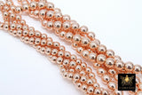 Rose Gold Round Hematite Beads, Smooth Polished Rose Gold Color Non Magnetic Beads BS #208, sizes 4