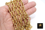 Gold Oval Chain, Thick Textured Cable Chains CH #128, 17.5 x 10 mm Unfinished Rolo Chunky Necklace Chains