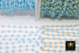 Aqua Blue Chalcedony Chain, 4 mm Gold Chains for Jewelry CH #309, Beaded