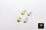 925 Silver Tiny Heart Charms, 9 mm Gold Over 925 Silver Puff Heart Charms # 2039, Love Gifts for Mom