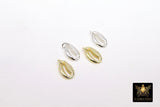 Tiny Cowrie Shell Charms, 12 mm Genuine Gold 925 Silver Seashell Connectors #724, Nautical Beach Jewelry