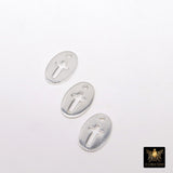 925 Sterling Silver Cross Charms, 13 mm Silver Oval Cross Disc # 733, Cross Jewelry