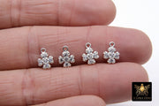 CZ Silver Maltese Cross Charms, 10 mm Silver 925 Sterling Clover #752, Religious Cross Jewelry