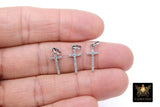 CZ Silver Cross Charms, 925 Sterling Silver Oxidized Cross #758, Gold Cubic Zirconia Long Dainty Cross Jewelry