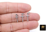 CZ Silver Cross Charms, 925 Sterling Silver Oxidized Cross # 758, Gold Cubic Zirconia Long Dainty Cross Jewelry