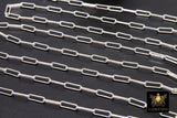 925 Sterling Silver Paper Clip Chain, Large Unfinished Silver Soldered Box Chains CH# 857, Rectangle Drawn Cable Chain