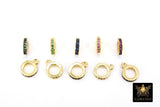 Gold CZ Charm Holder Slider Rings, Round Spacer Big Hole Circle #220, 4 mm Large Hole Black Green Pink Blue Cubic Zirconia