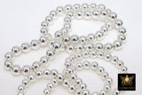 Silver Round Hematite Beads, Shimmery Smooth Polished Non Magnetic Bright Beads BS# 207, sizes 4