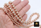 Rose Gold Round Hematite Beads, Smooth Polished Rose Gold Color Non Magnetic Beads BS #208, sizes 4