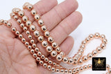 Rose Gold Round Hematite Beads, Smooth Polished Rose Gold Color Non Magnetic Beads BS #208, sizes 4