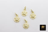 Genuine Gold Sand Dollar Charms, Tiny Beach Jewelry #2414, 6 x 8 mm Gold Plated 925 Sterling Silver Starfish Nautical Ocean Dangles